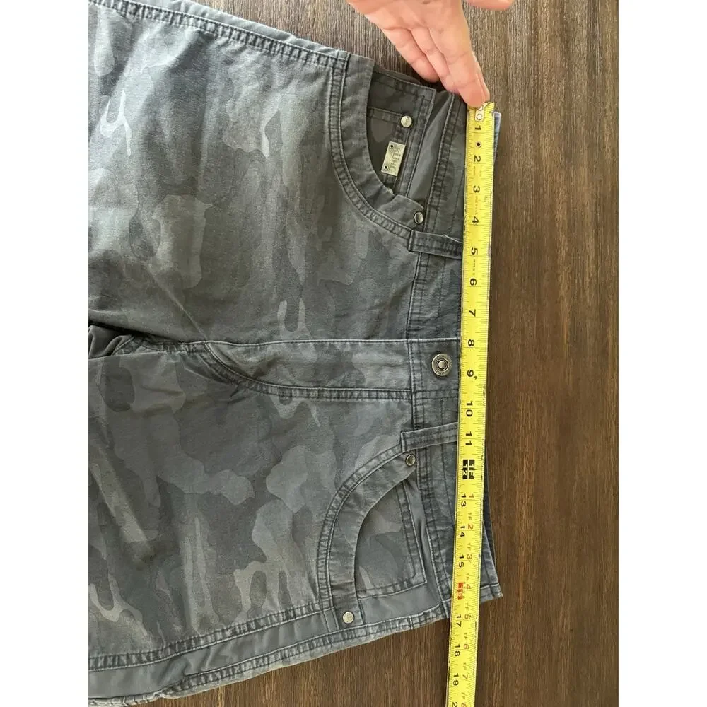 KUHL Silencr Camo Cargo Shorts Men's 32 Gray Black Gusseted Hiking Workwear